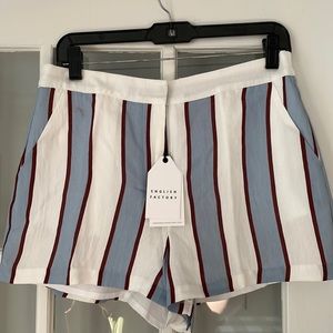 NWT English Factory Striped high Waisted Short, Sz M
